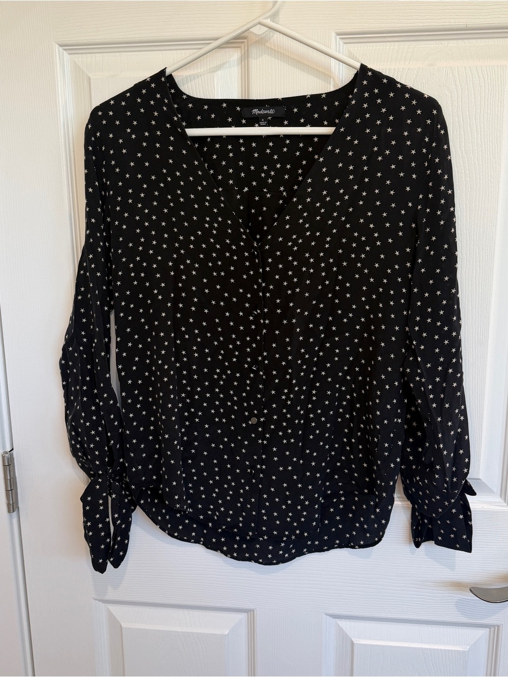 Madewell Silk Star Scatter Tie-Sleeve Top - Picture 4 of 7